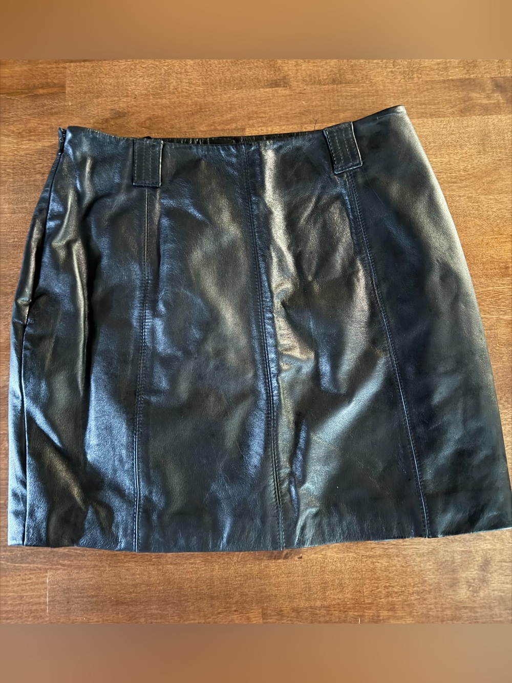 Wilson Black Leather Mini Skirt with Panel Stitching size 6
